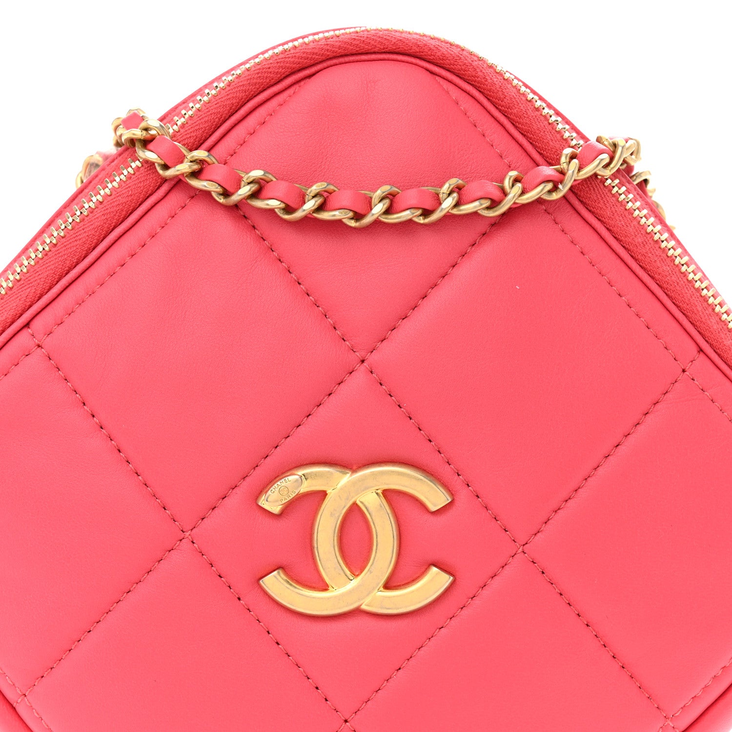 Chanel Lambskin Quilted Diamond Clutch With Chain Pink 8 of 10