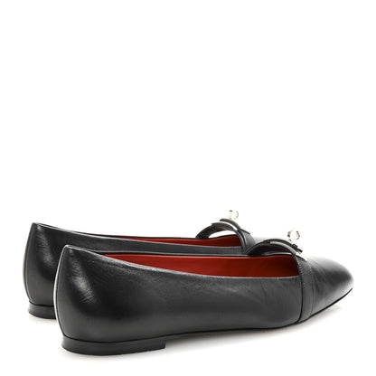 Hermes Goatskin Bilbao Ballerina Flats 37.5 Black 5 of 9
