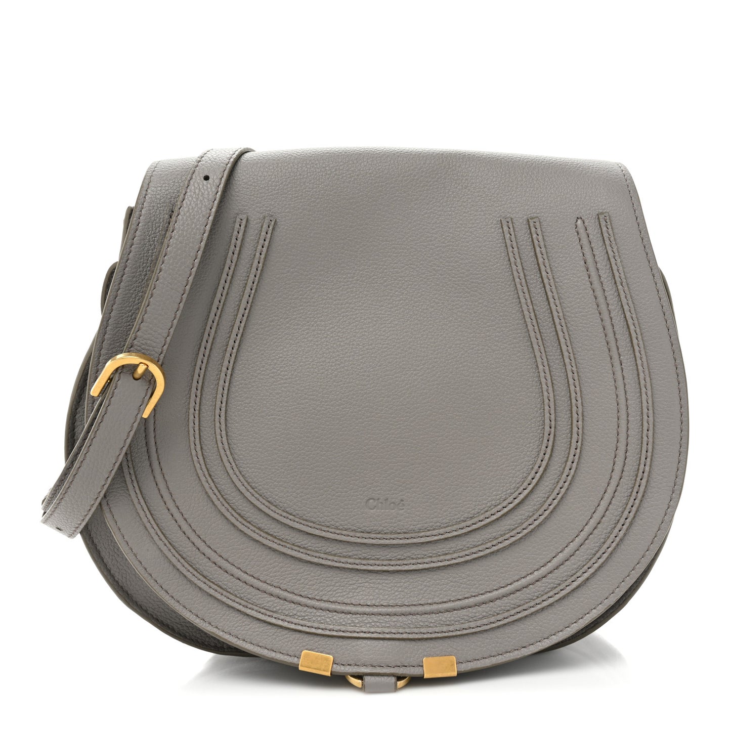 Calfskin Medium Marcie Round Crossbody Bag Cashmere Grey