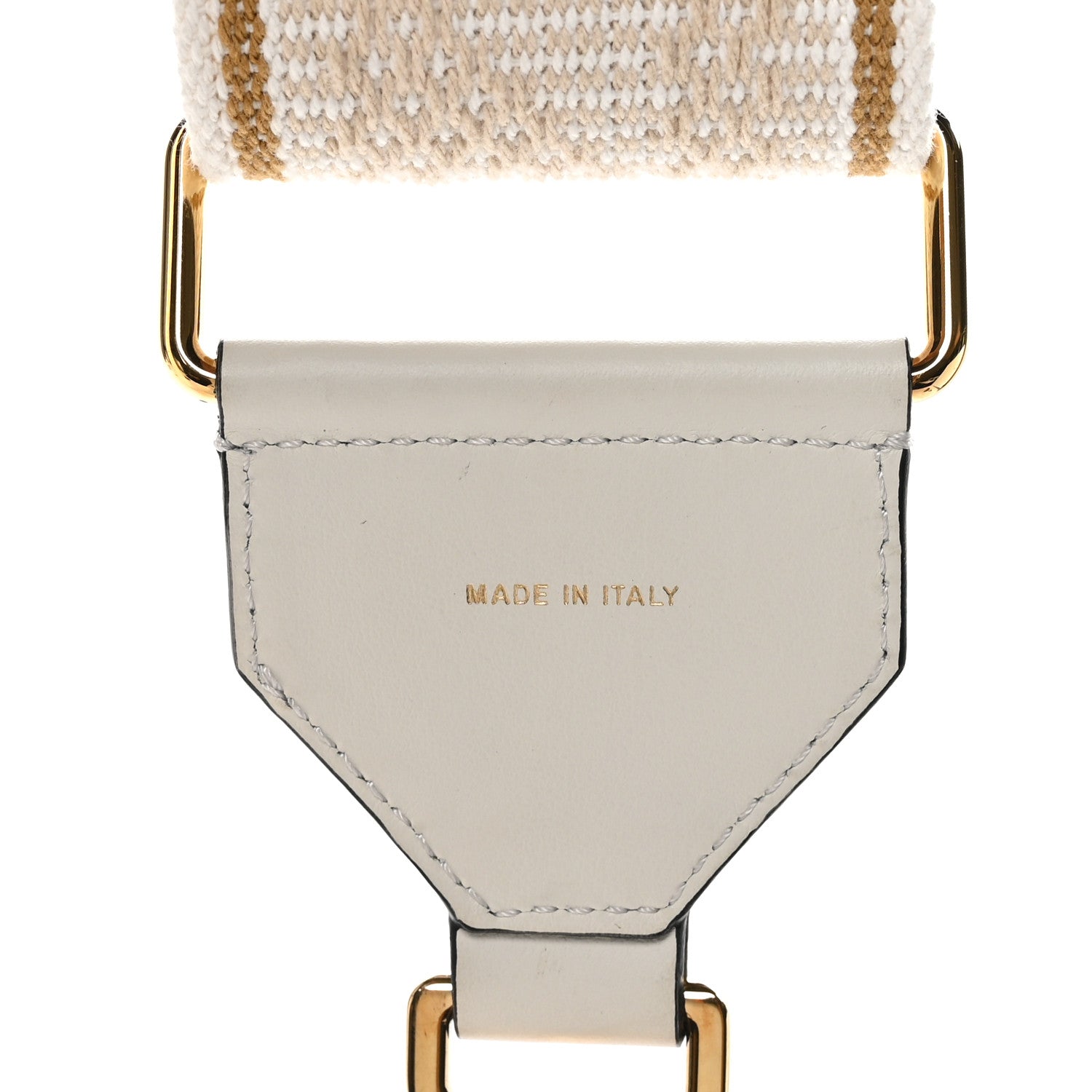 Fendi Cannete Ribbon Poly Vitello Century Logo Adjustable Strap You White Garza Ecru 4 of 5