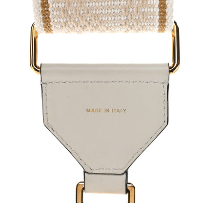 Fendi Cannete Ribbon Poly Vitello Century Logo Adjustable Strap You White Garza Ecru 4 of 5