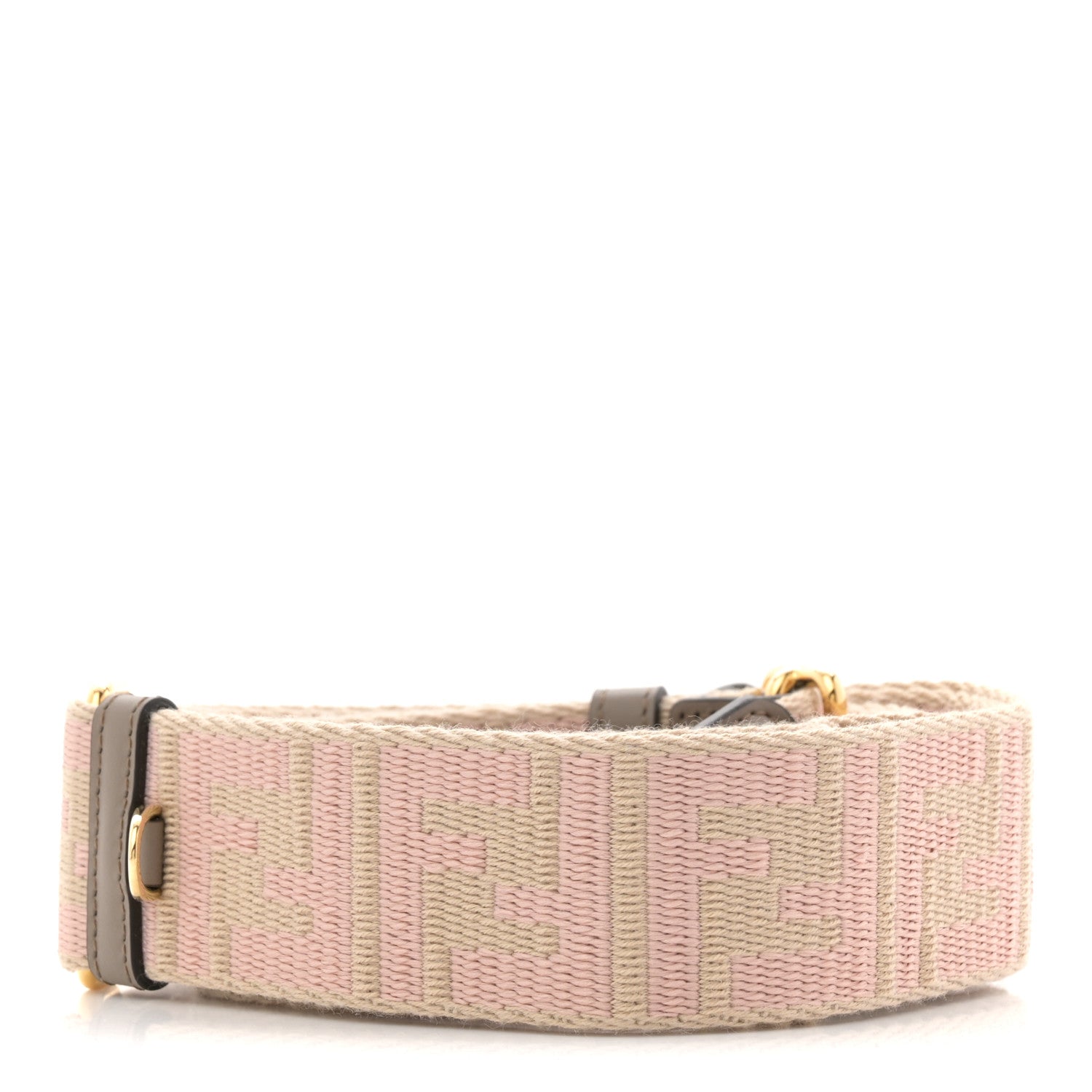 Fendi Jacquard Ribbon Vitello King FF Bi-Color Intreccio Adjustable Strap You Corda Rosa 2 of 4