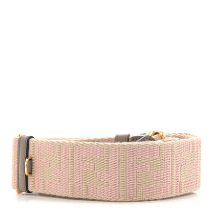 Fendi Jacquard Ribbon Vitello King FF Bi-Color Intreccio Adjustable Strap You Corda Rosa 2 of 4