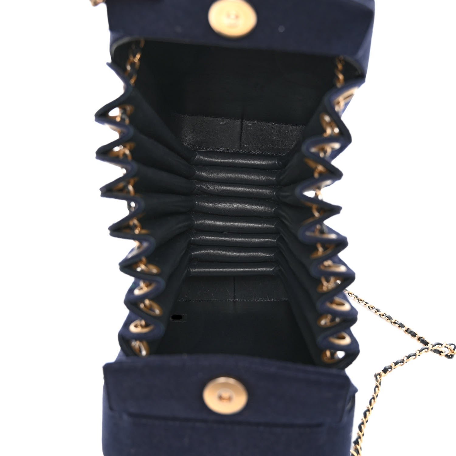 Chanel Wool Felt Accordion Bag Navy 5 of 10