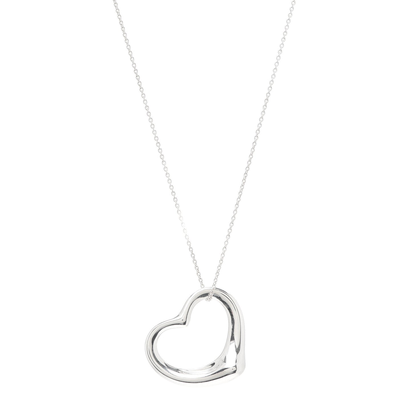 Sterling Silver 27mm Elsa Peretti Open Heart Pendant Necklace