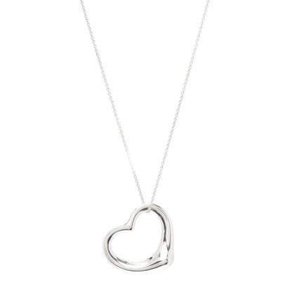 Tiffany Sterling Silver 27mm Elsa Peretti Open Heart Pendant Necklace 1 of 5