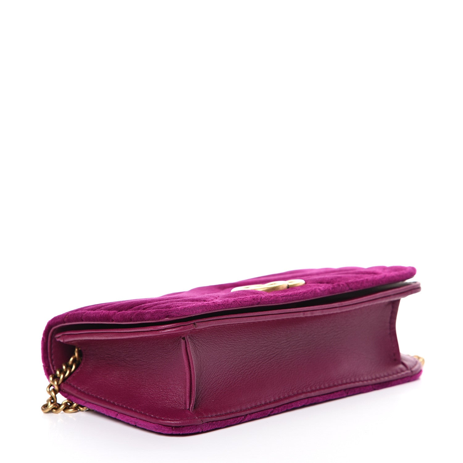 Gucci Velvet Matelasse GG Marmont Mini Bag Fuchsia Violet Cyclamen 3 of 12