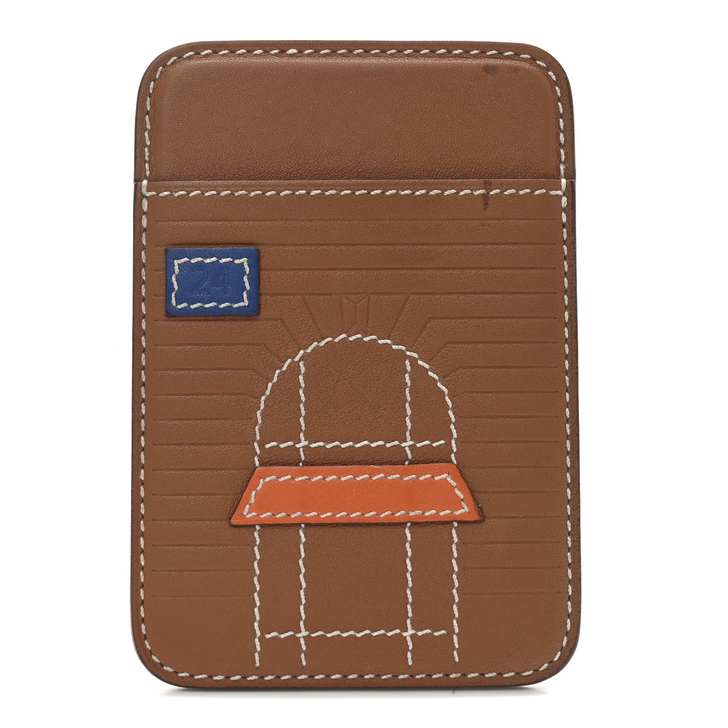 Hermes Swift Stitched Faubourg MagSafe Card Holder Gold Bleu De France Orange 1 of 7
