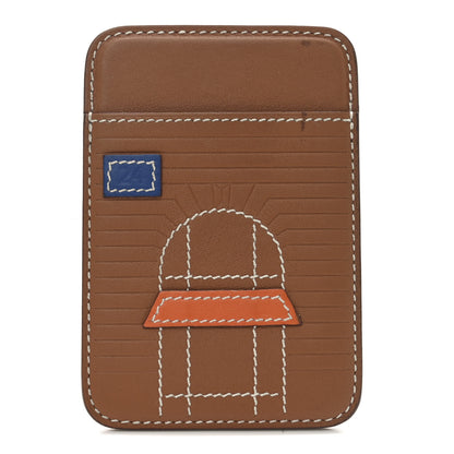 Hermes Swift Stitched Faubourg MagSafe Card Holder Gold Bleu De France Orange 1 of 7