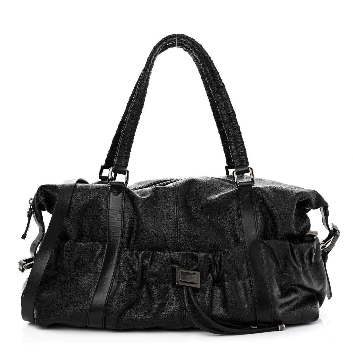 Calfskin Drawstring Tote Black