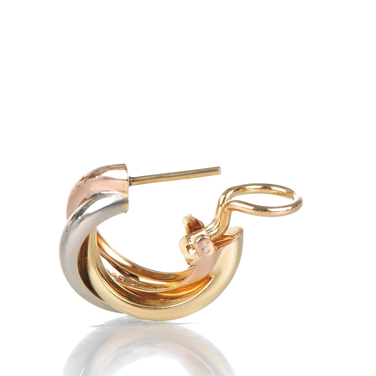 Cartier 18K Pink Yellow White Gold Small Trinity Earrings 3 of 5