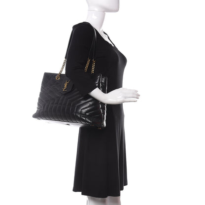Saint Laurent Calfskin Y Quilted Monogram Large Loulou Shopper Black 2 of 9