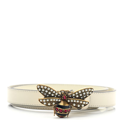 Gucci Calfskin Queen Margaret Bee Belt 75 30 White 1 of 4