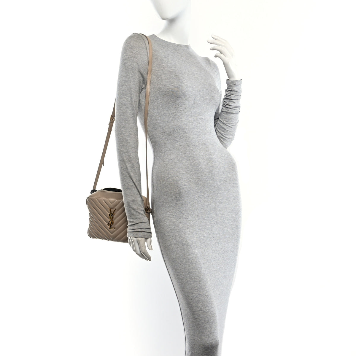 Saint Laurent Calfskin Matelasse Monogram Lou Camera Bag Dark Latte 2 of 12