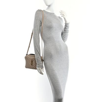 Saint Laurent Calfskin Matelasse Monogram Lou Camera Bag Dark Latte 2 of 12