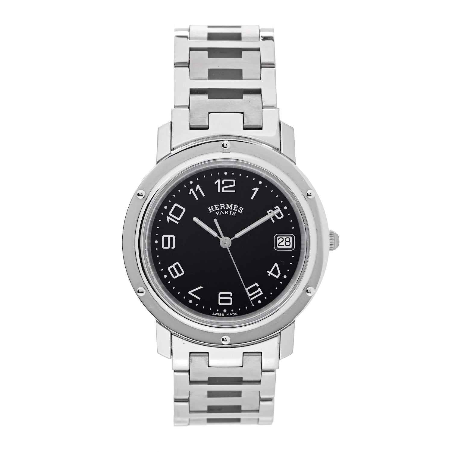 Hermes Stainless Steel 36mm Clipper Quartz Watch Black 1 of 4