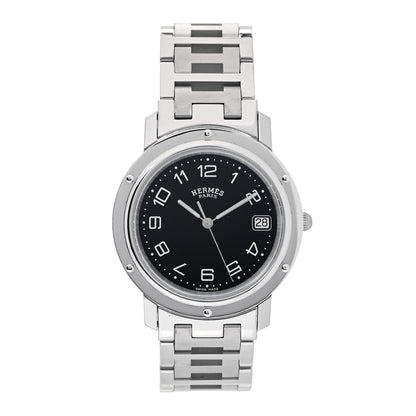 Hermes Stainless Steel 36mm Clipper Quartz Watch Black 1 of 4