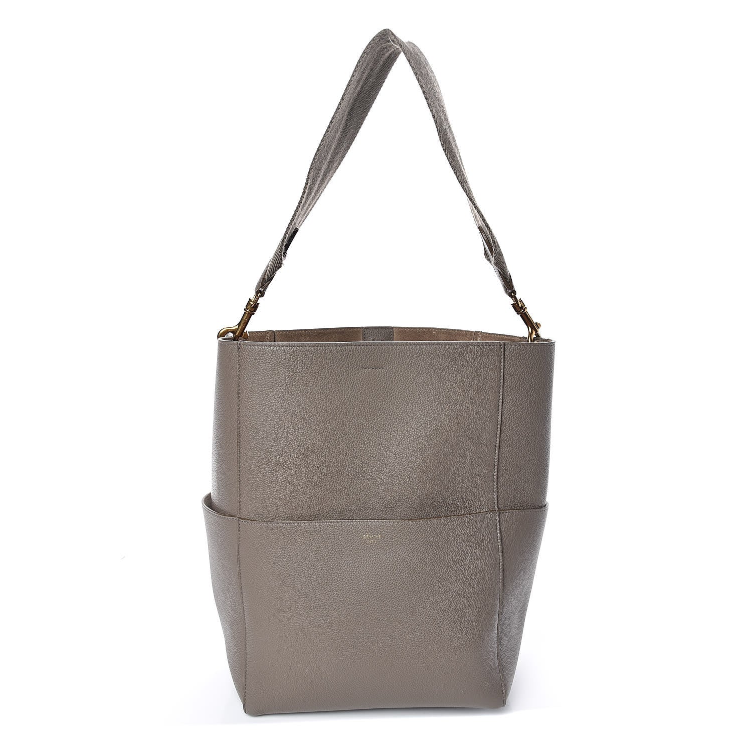 Celine Soft Grained Calfskin Sangle Bucket Bag Taupe 1 of 11