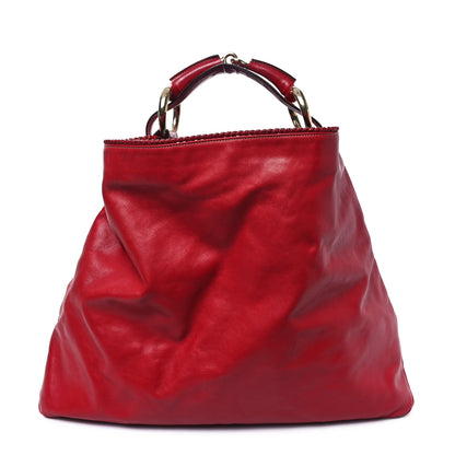 Gucci Calfskin Large Horsebit Chain Hobo Red 1 of 14