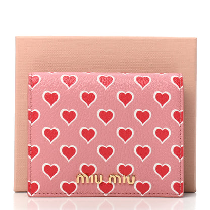 Miu Miu Goatskin Madras Cuori Wallet Rosa Fuoco 7 of 7