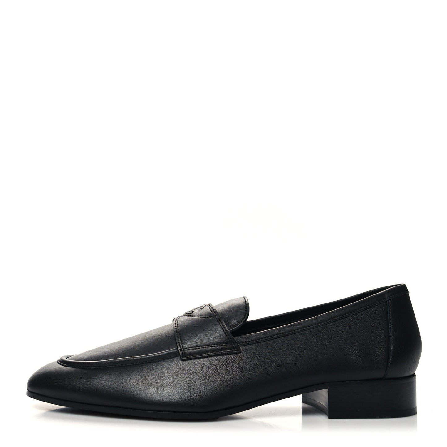 Calfskin Mens Stitched CC Loafers 45 Black