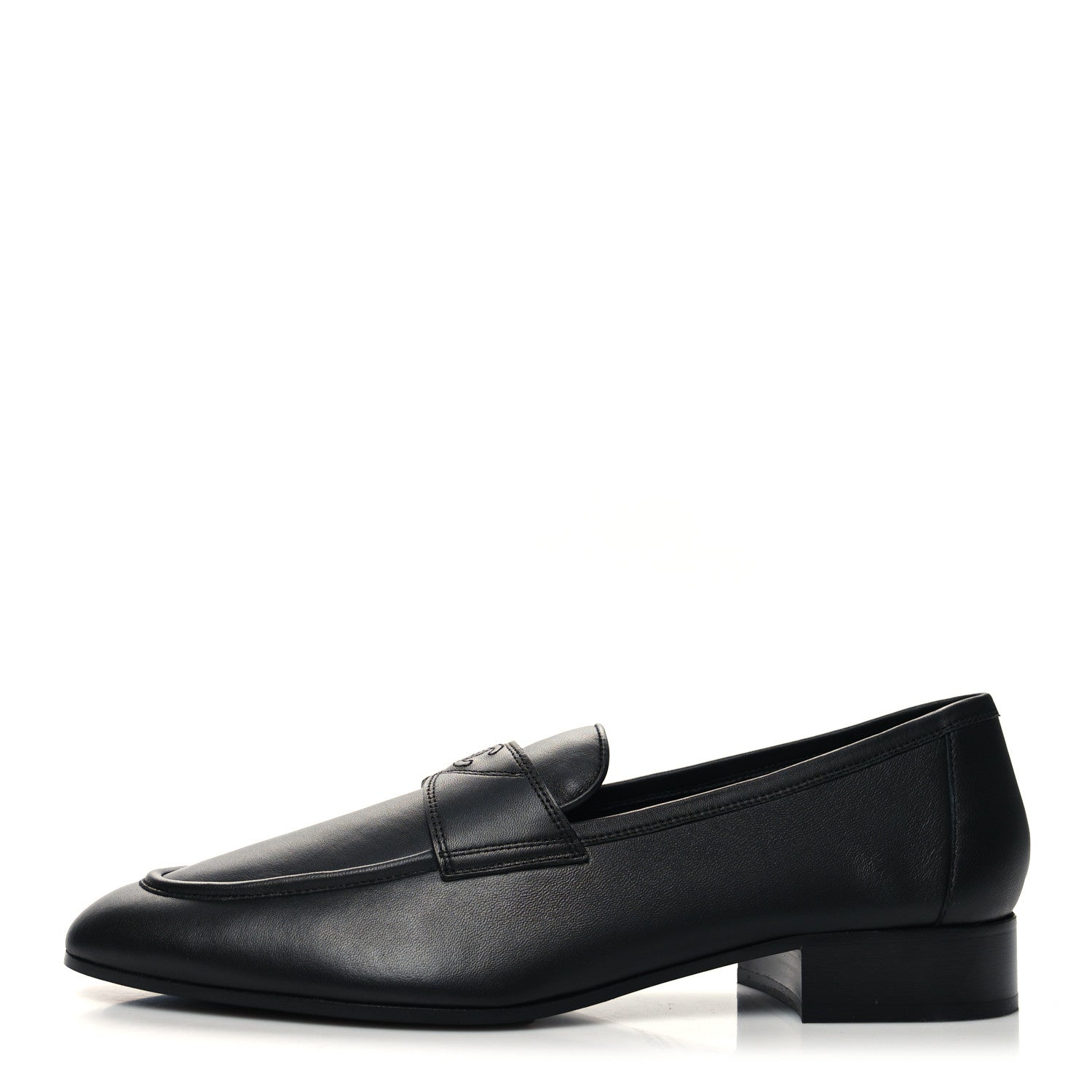 Chanel Calfskin Mens Stitched CC Loafers 45 Black 1 of 9