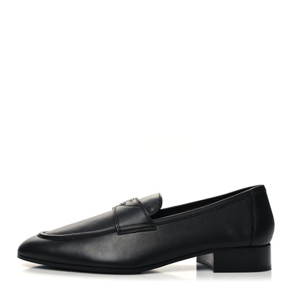Chanel Calfskin Mens Stitched CC Loafers 45 Black 1 of 9
