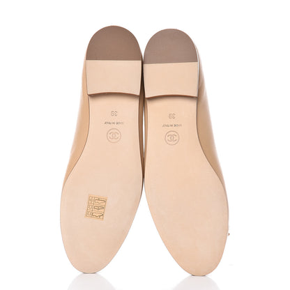 Chanel Lambskin Cap Toe CC Ballerina Flats 39 Beige 5 of 10