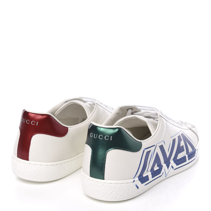 Gucci Calfskin Nappa LOVED Print Mens Ace Sneakers 9.5 White Red Flame Green 4 of 9