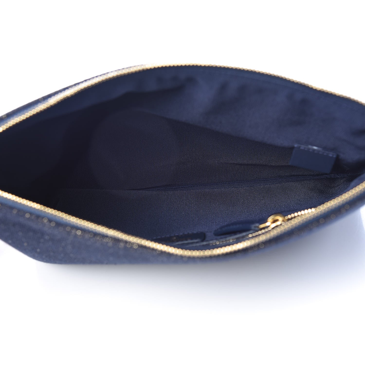 Chanel Lurex Canvas Medium Deauville Cosmetic Pouch Navy Blue Gold 5 of 7