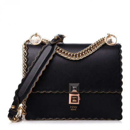 Fendi Vitello Liberty Scalloped Studded Small Kan I Shoulder Bag Black 1 of 9