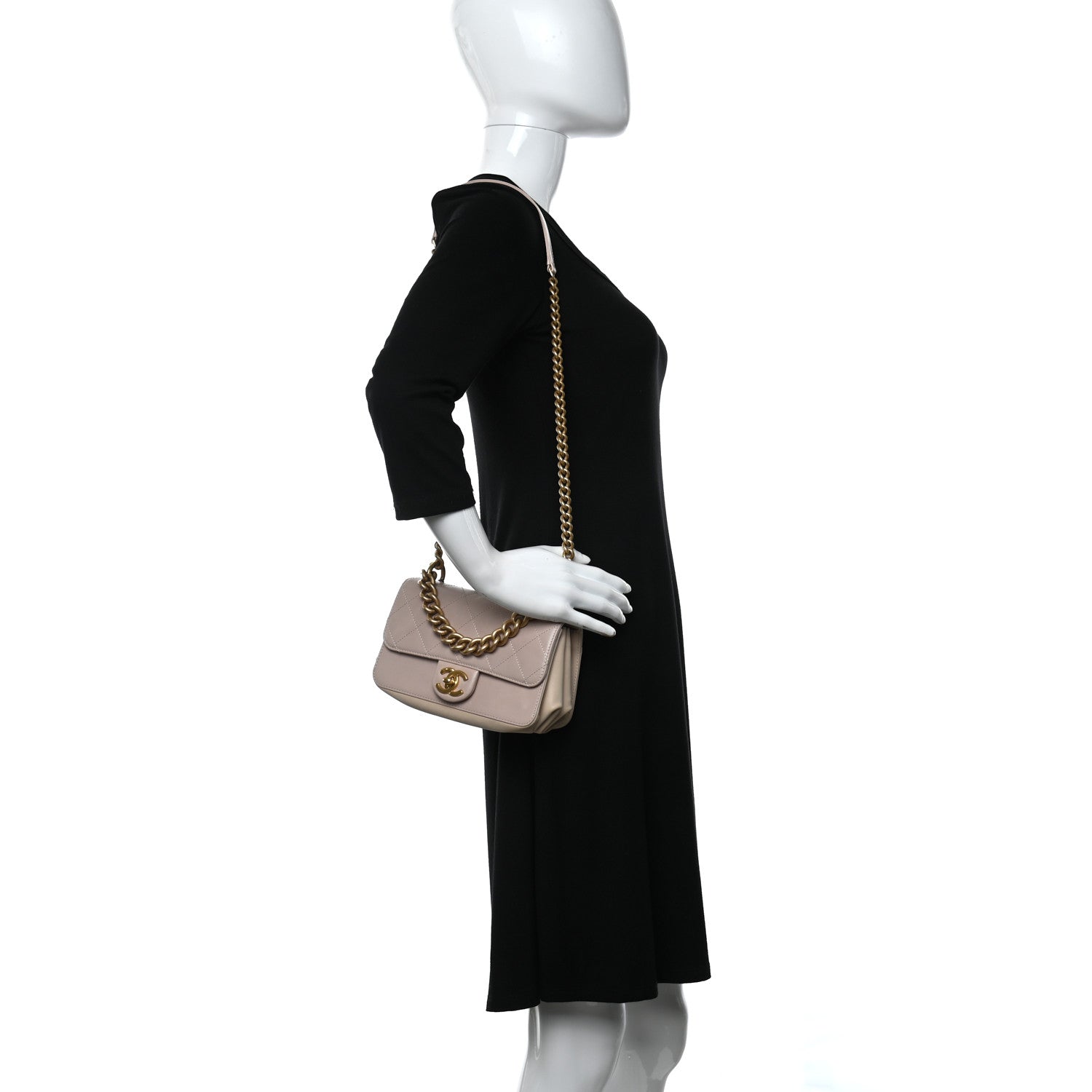 Chanel Glazed Calfskin Quilted Mini Straight Lined Flap Beige 2 of 16