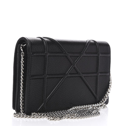 Christian Dior Grained Calfskin Diorama Wallet on Chain Pouch Black 3 of 8