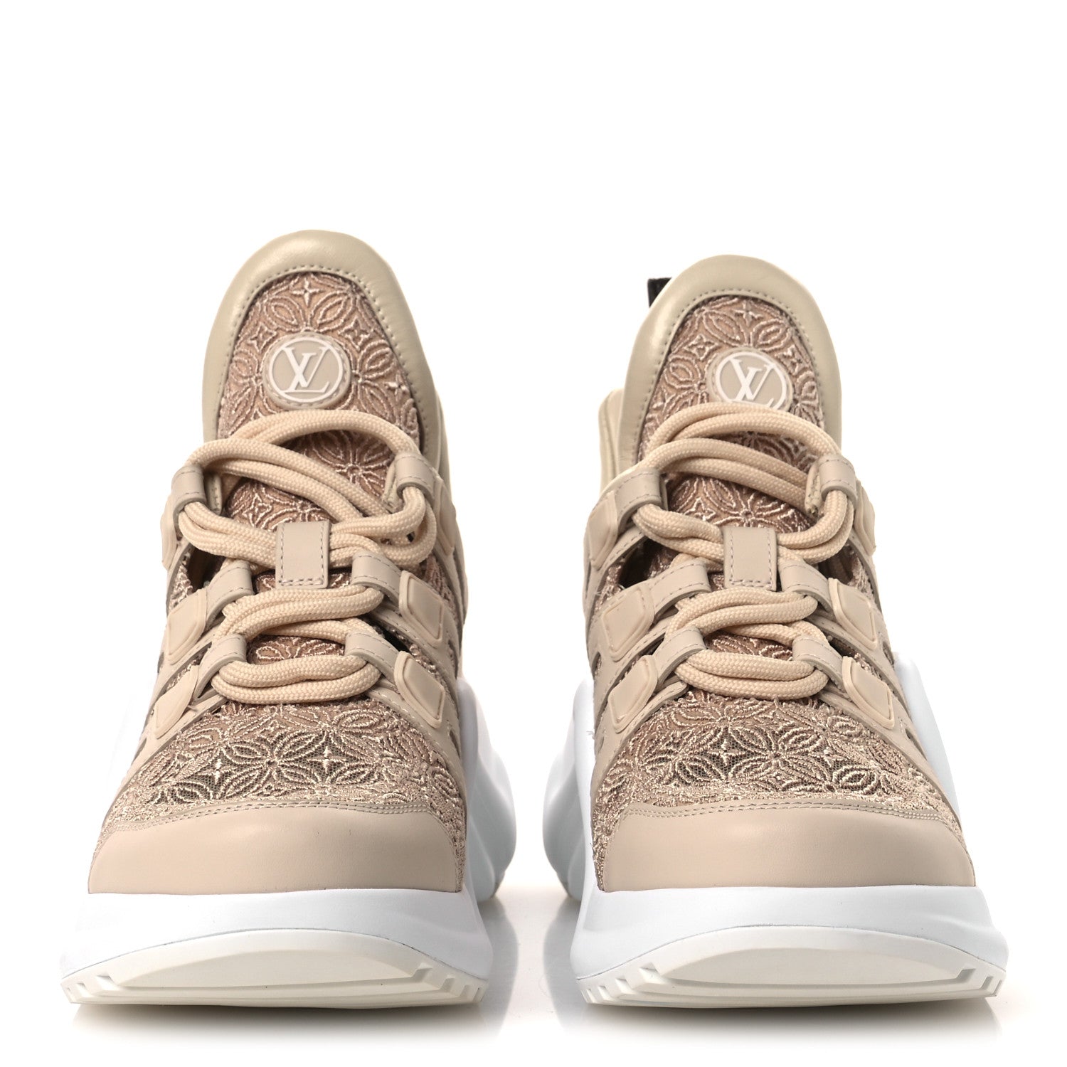 Louis Vuitton Fabric Embroidered Calfskin LV Archlight Sneakers 37 Nude 3 of 10