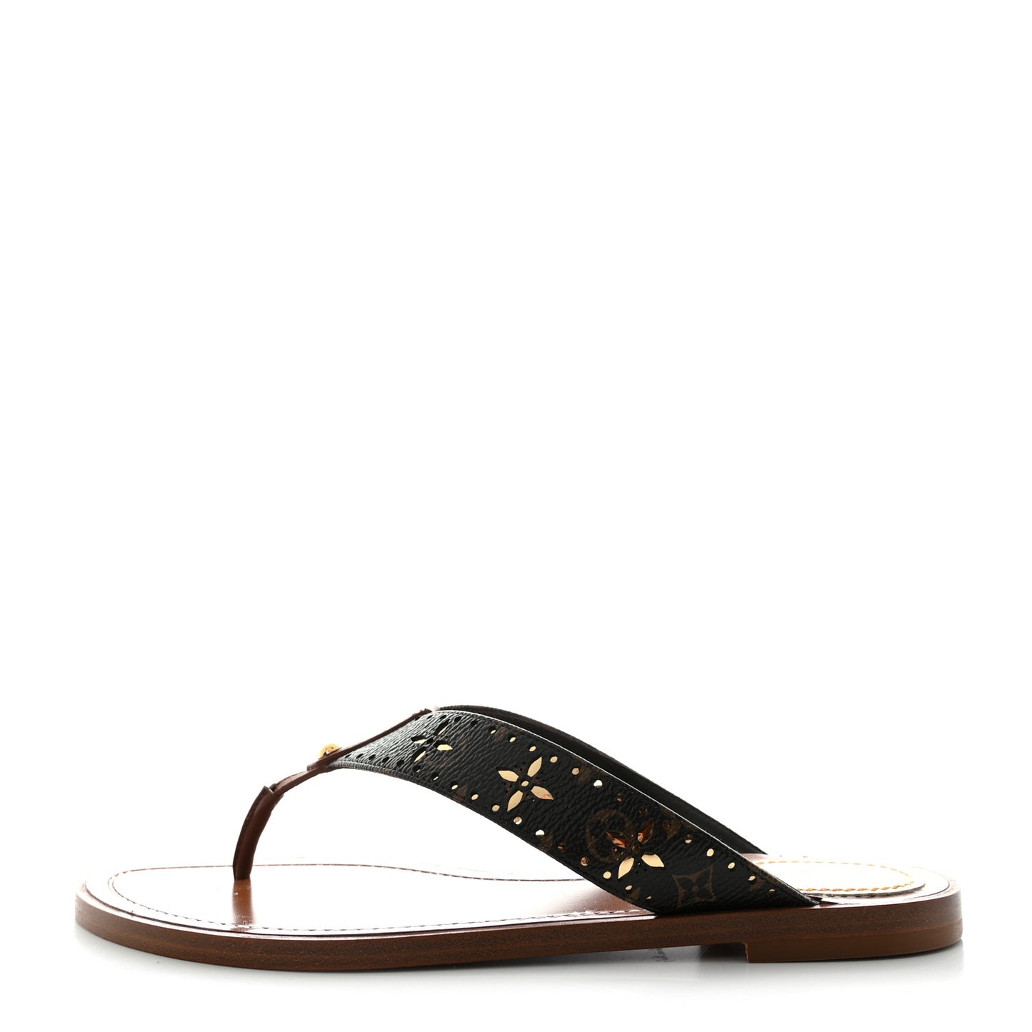 Monogram Sunny Flat Thong Sandals 37 Brown