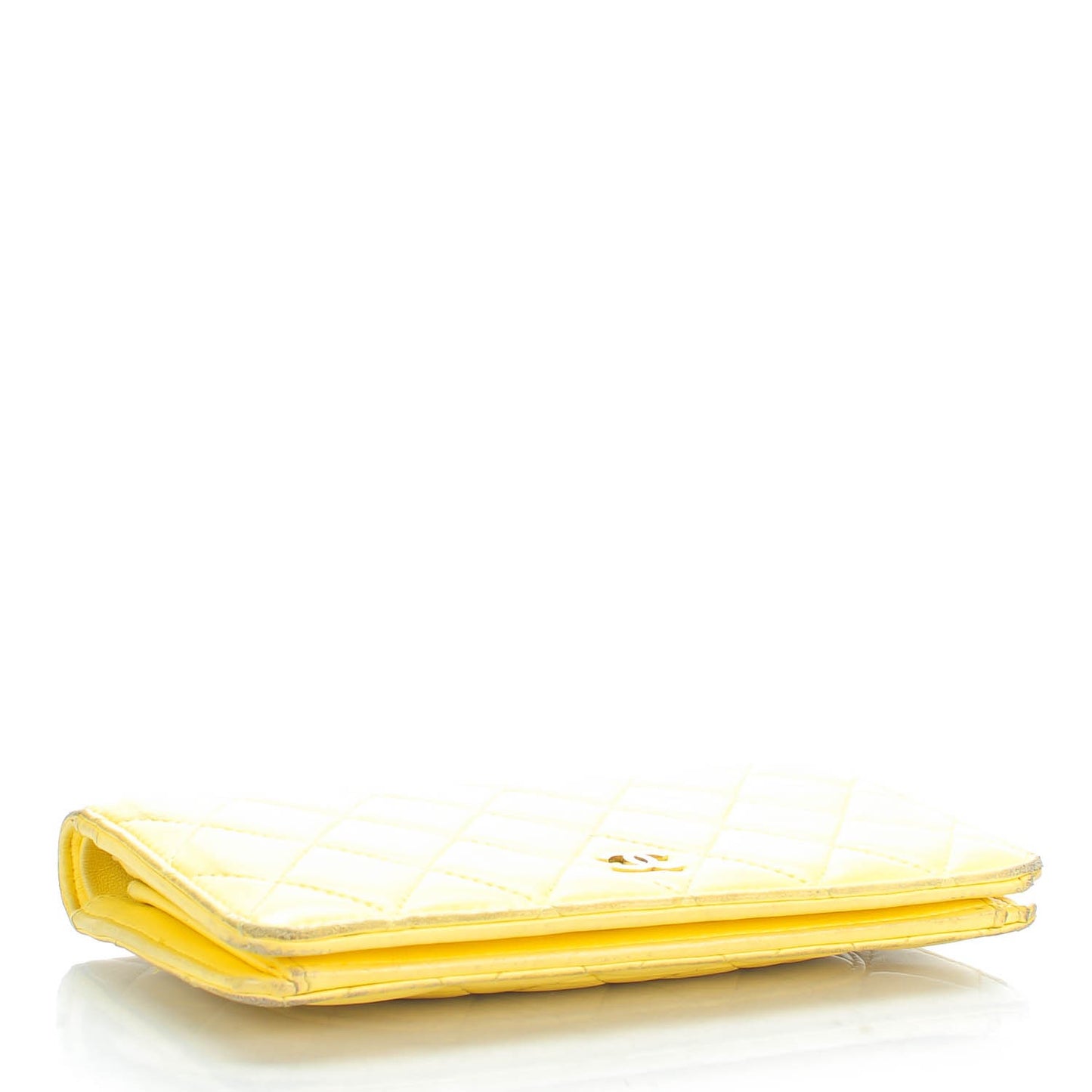 Lambskin Quilted Yen Wallet Yellow