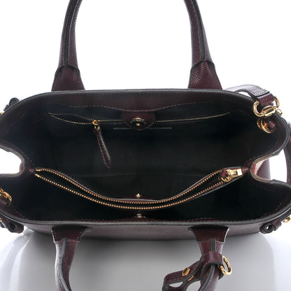 Burberry Grainy Calfskin House Check Medium Banner Tote Mahogany Red 5 of 9