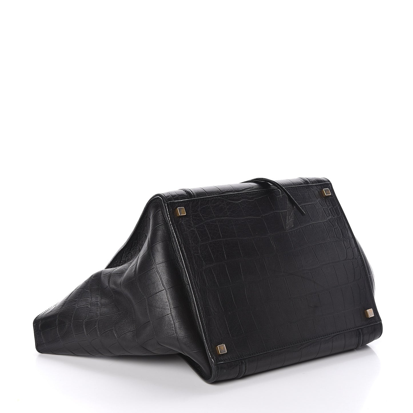 Crocodile Embossed Calfskin Medium Phantom Luggage Black