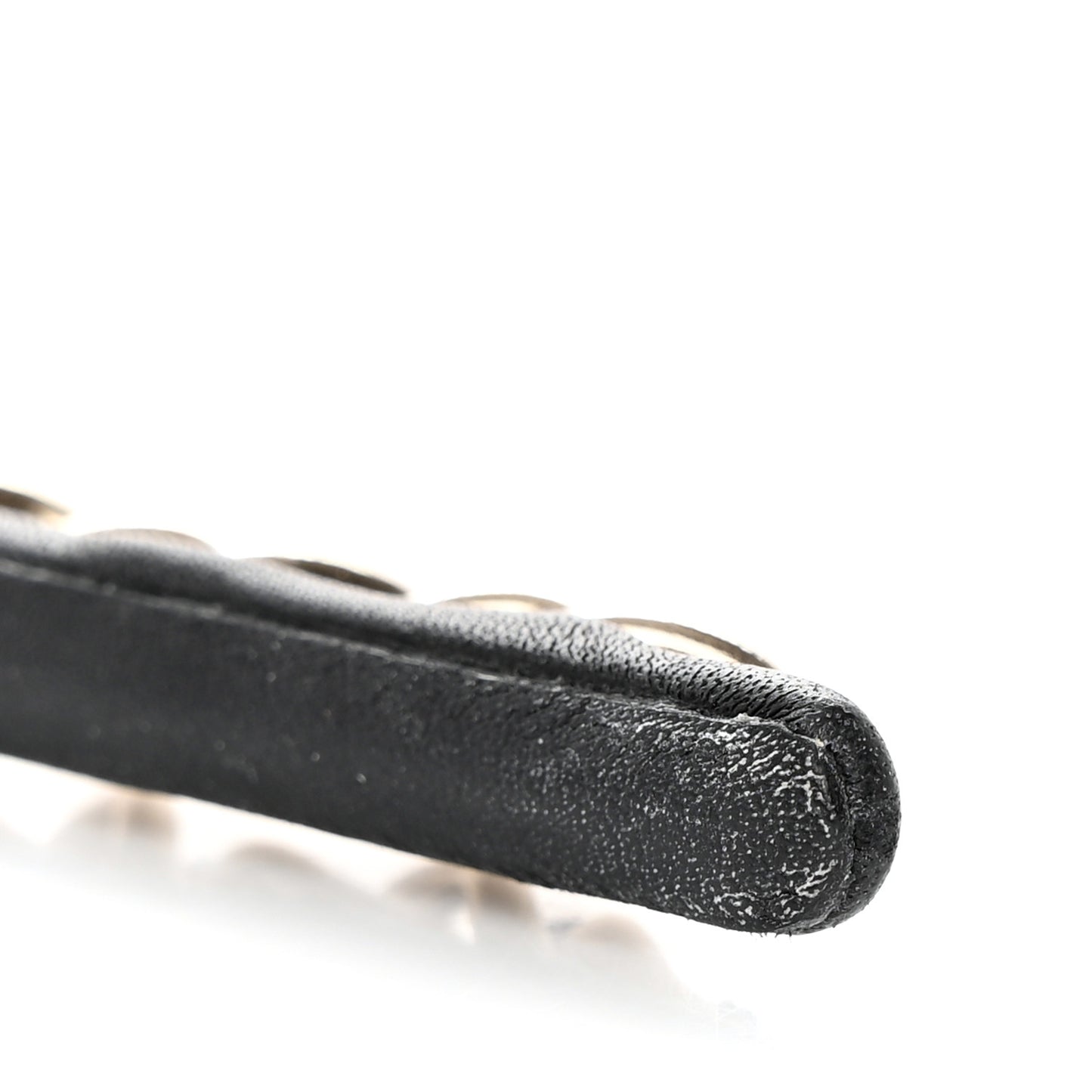 Metal Lambskin CC Turnlock Chain Headband Gold Black