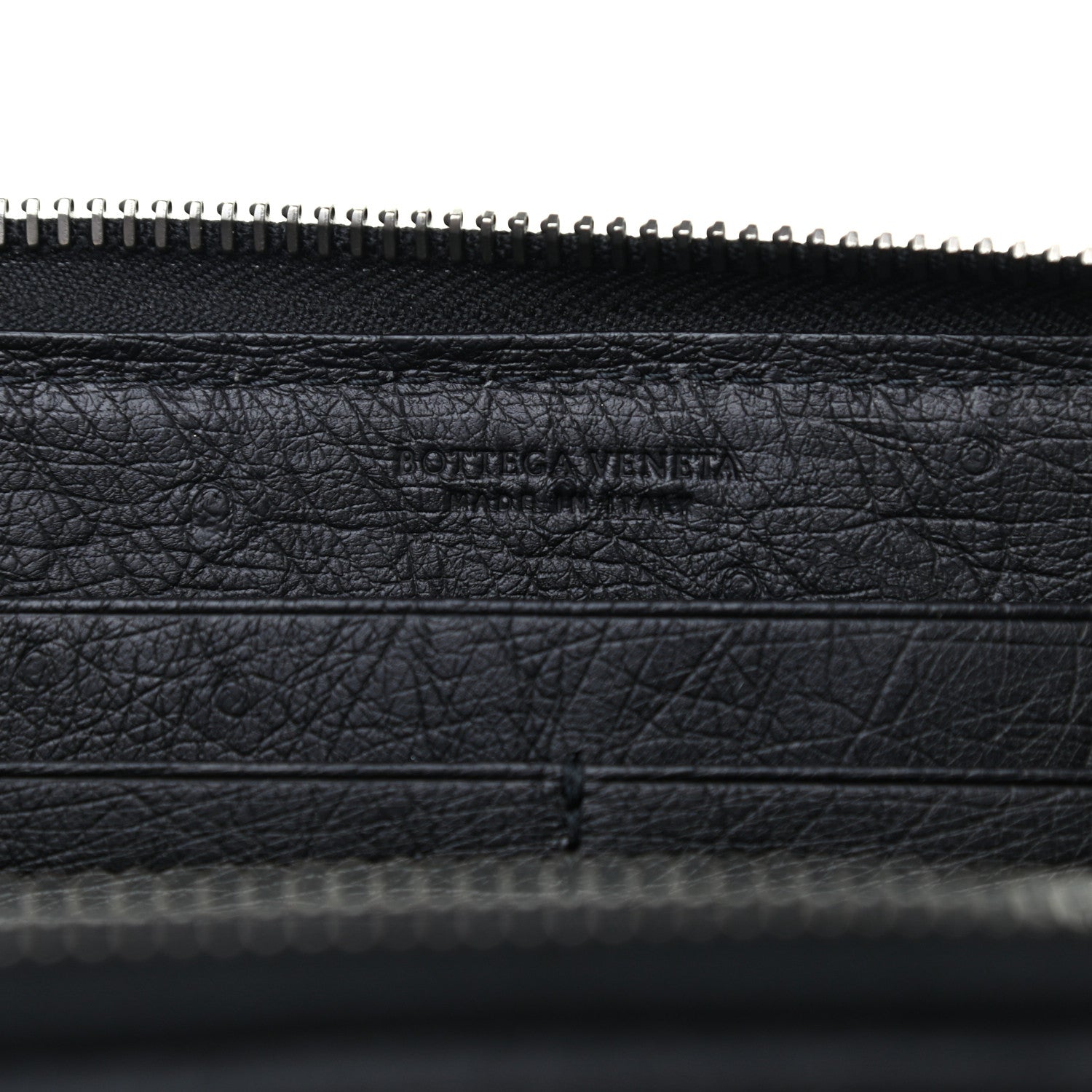 Bottega Veneta Ostrich Zip Around Wallet Black 6 of 8
