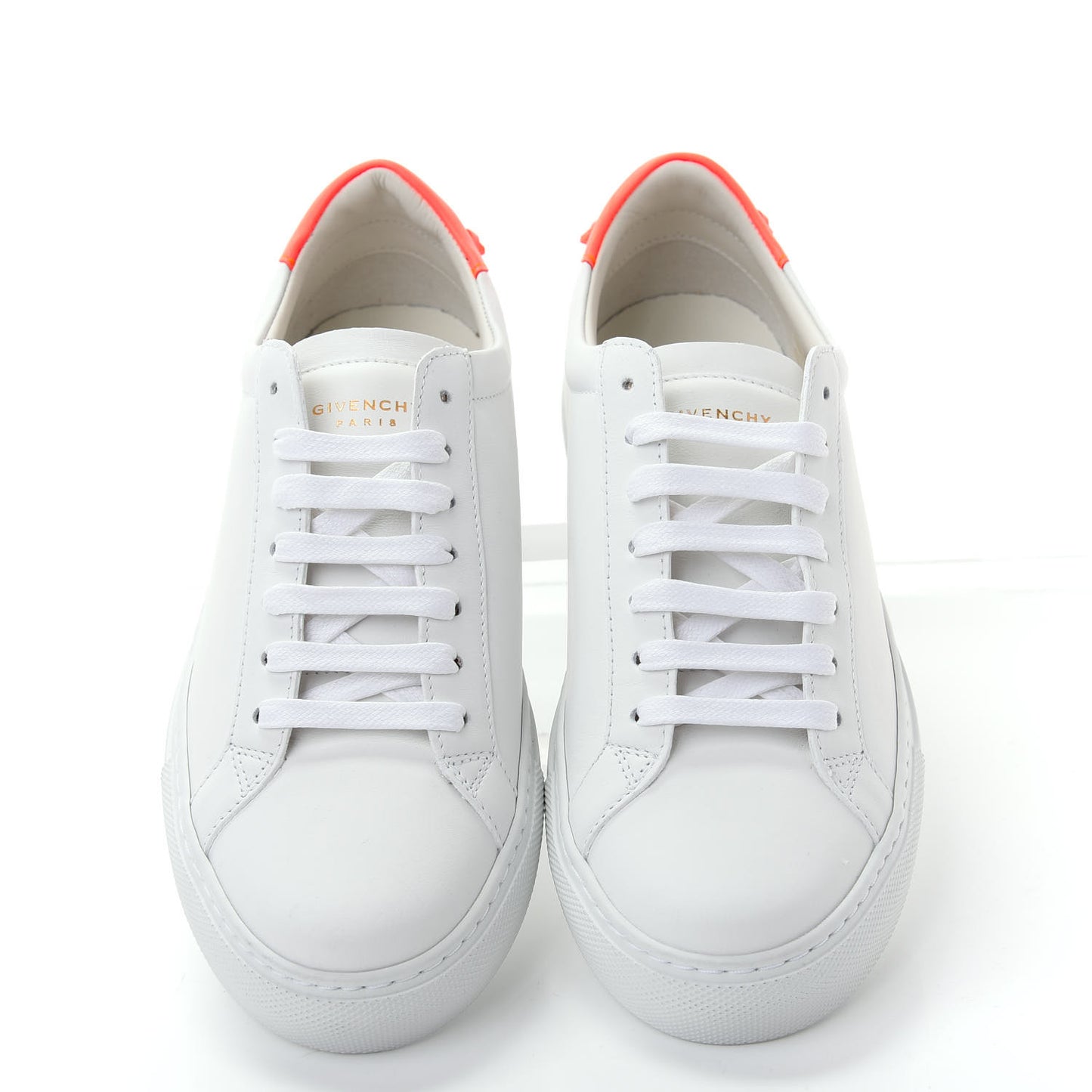 Calfskin Womens Urban Street Sneakers 37.5 White Neon Pink