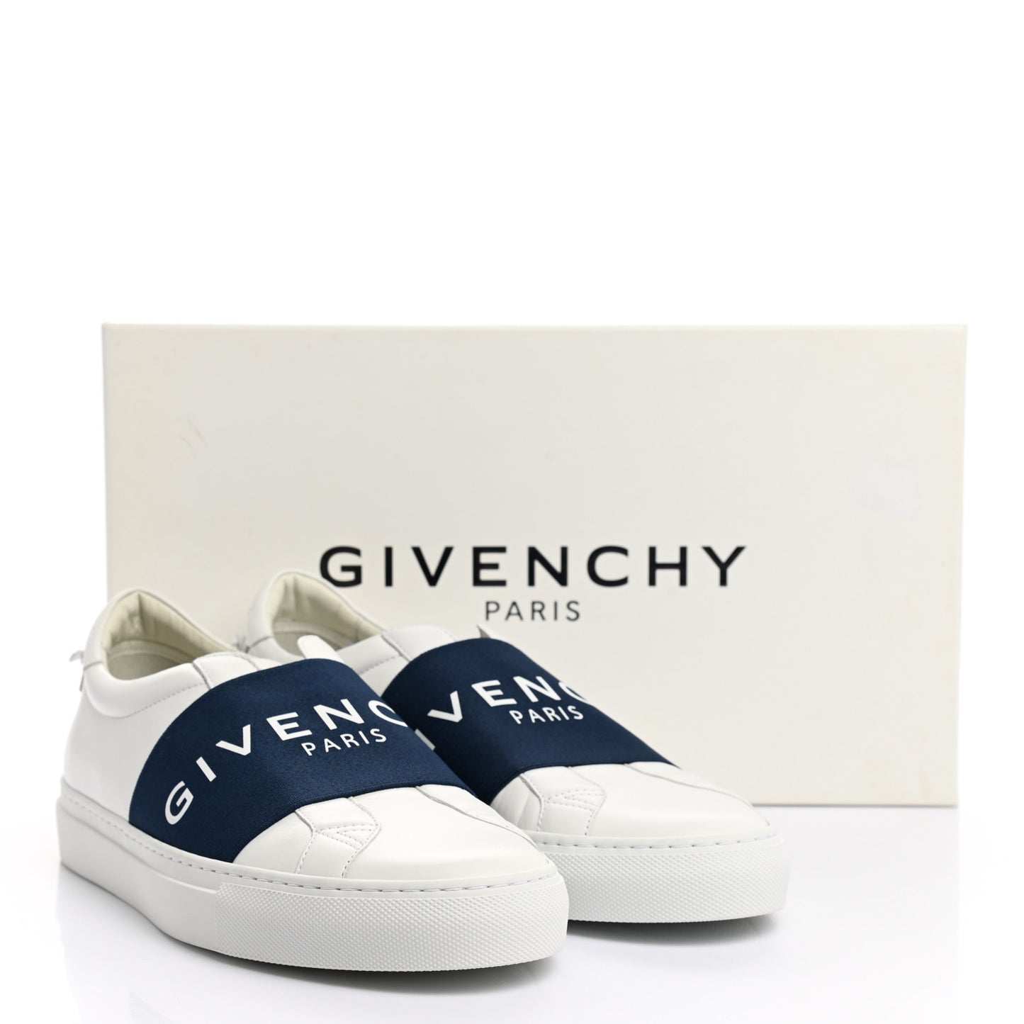 Calfskin Band Logo Mens Urban Street Sneakers 41 White Navy