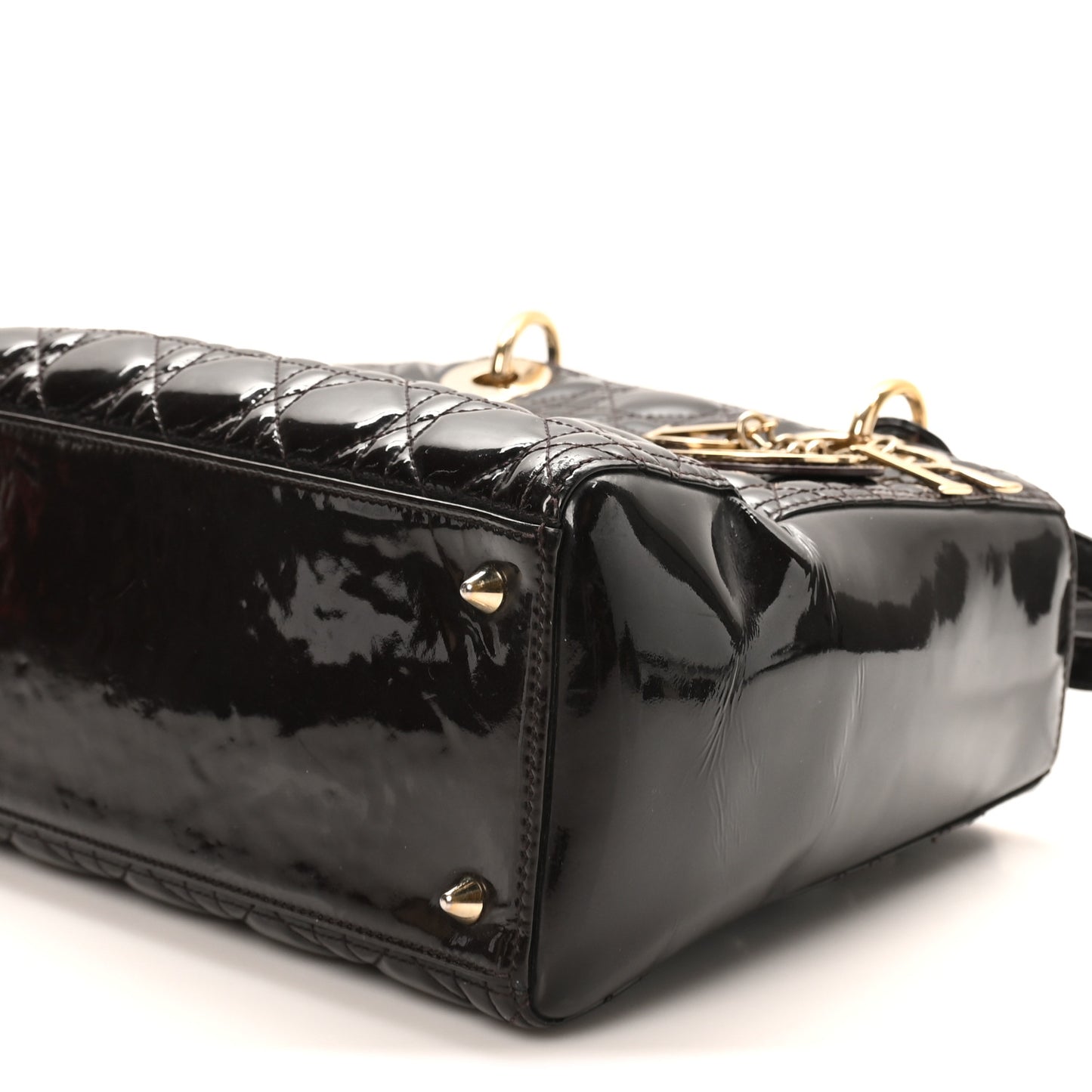 Patent Cannage Medium Lady Dior Dark Brown