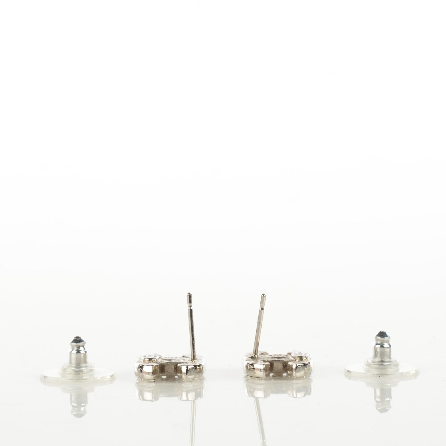 Chanel Crystal Timeless CC Earrings Silver 3 of 5
