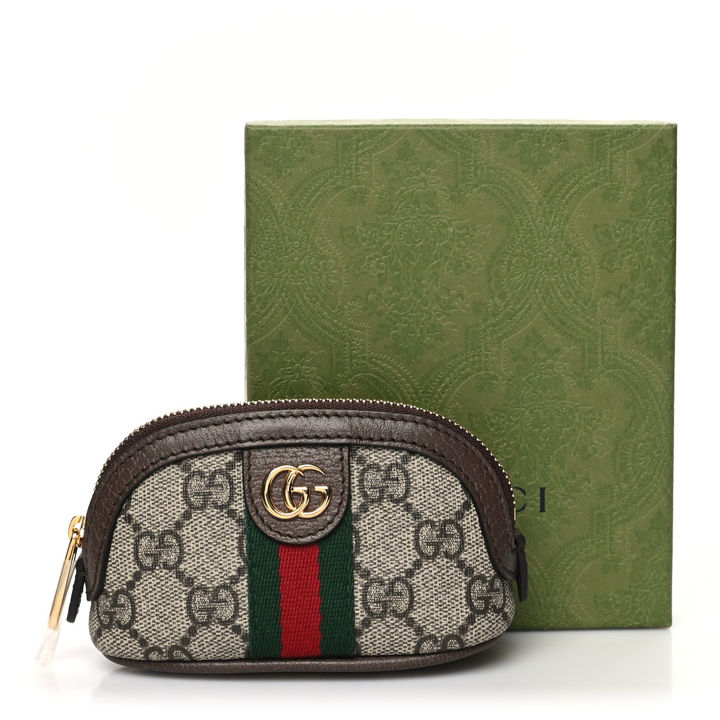 GG Supreme Monogram Web Ophidia Dome Key Pouch Beige New Acero
