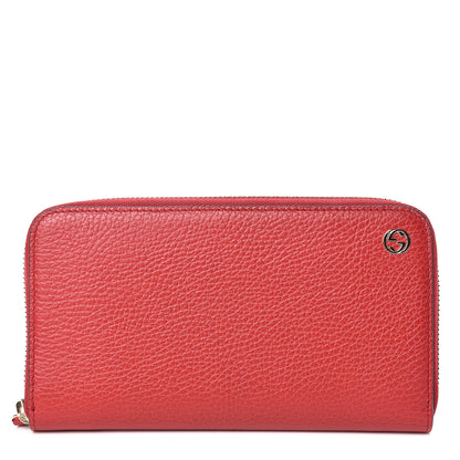 Gucci Dollar Calfskin GG Zip Around Wallet Red 1 of 7