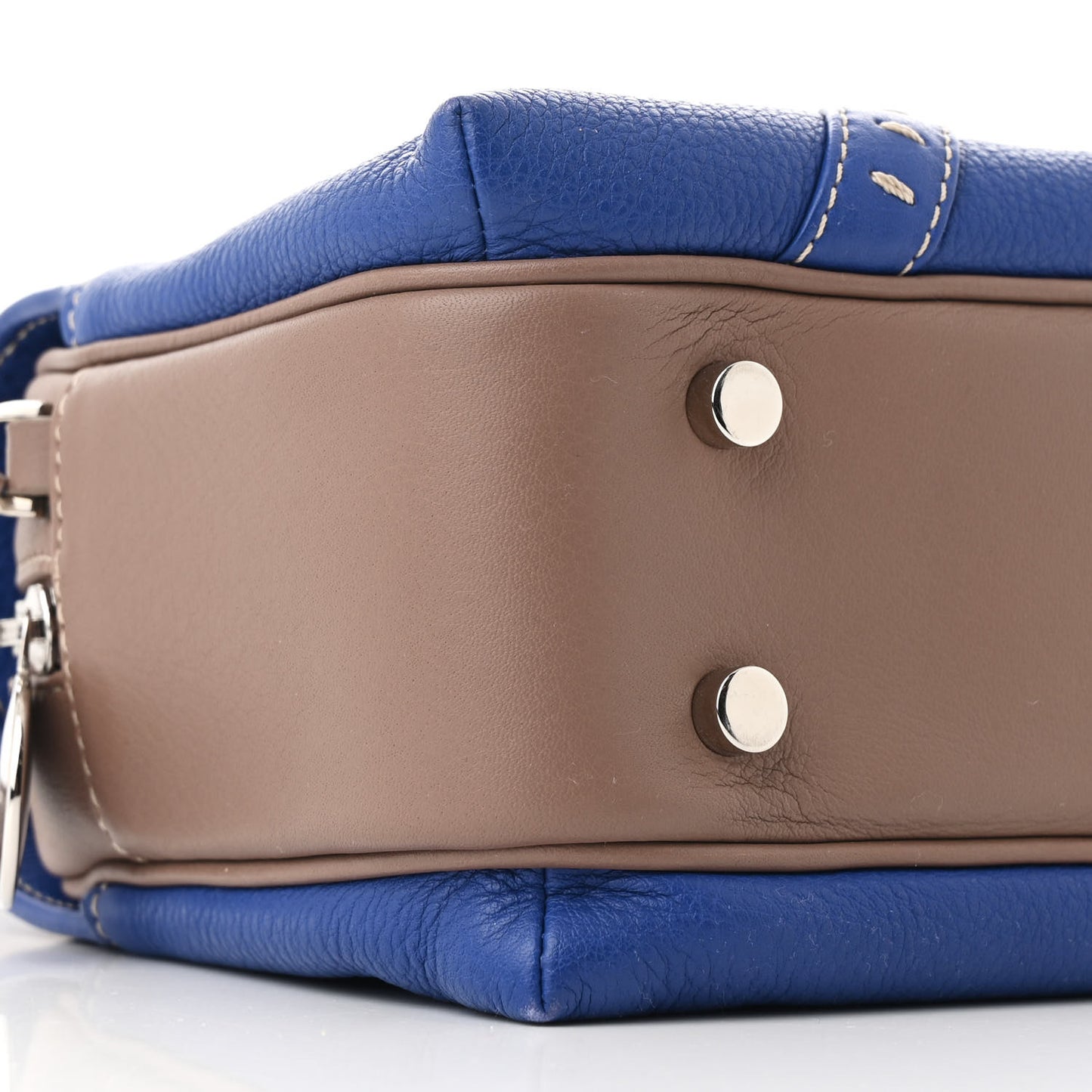 Grained Calfskin Bridle P Shoulder Bag Blue Warm Mastic