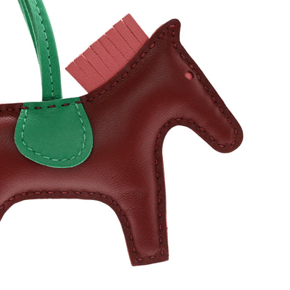 Hermes Milo Lambskin Grigri Rodeo Horse Bag Charm PM Rouge H Rose Indien Menthe 3 of 4