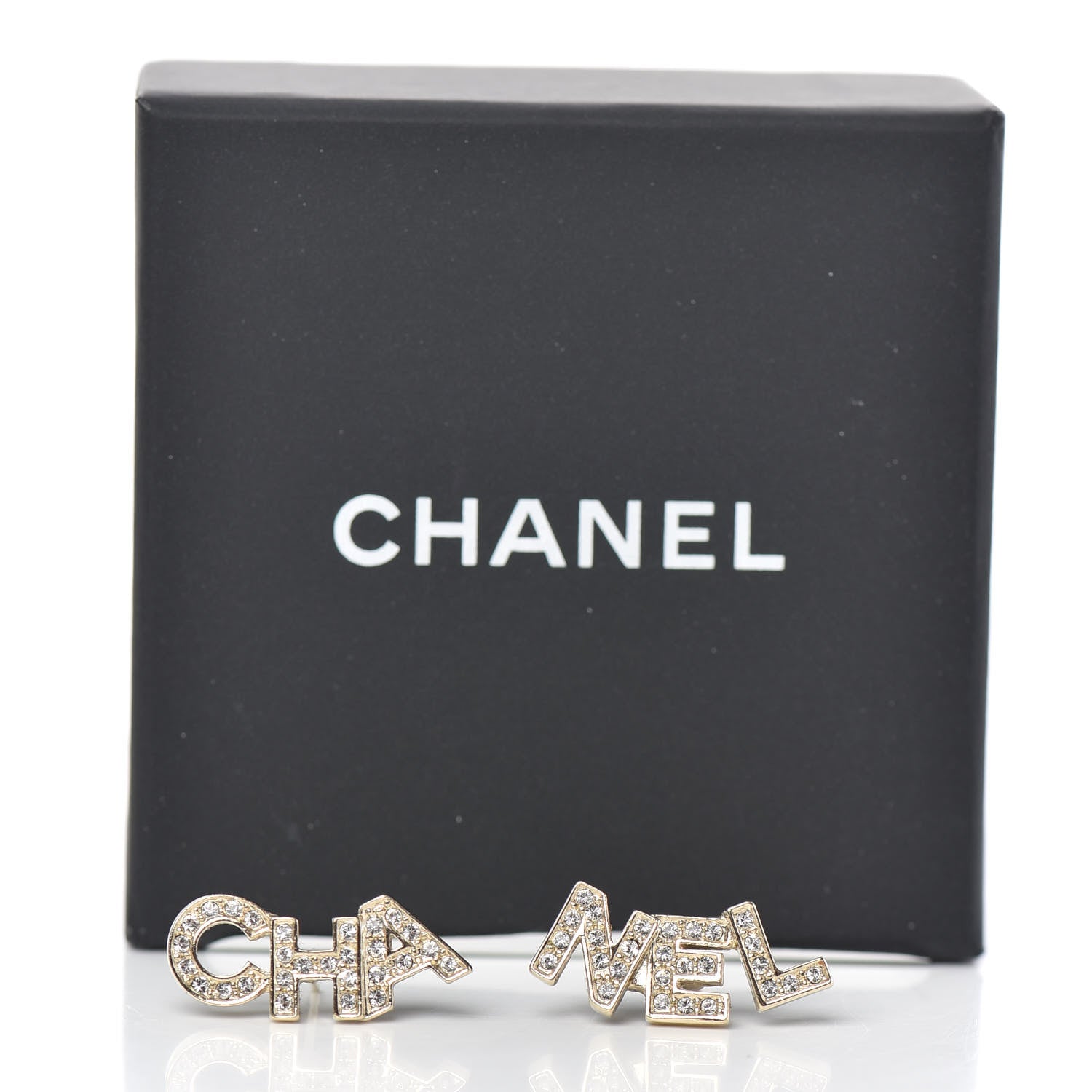 Chanel Crystal Pearl Signature Stud Earrings Gold 5 of 5