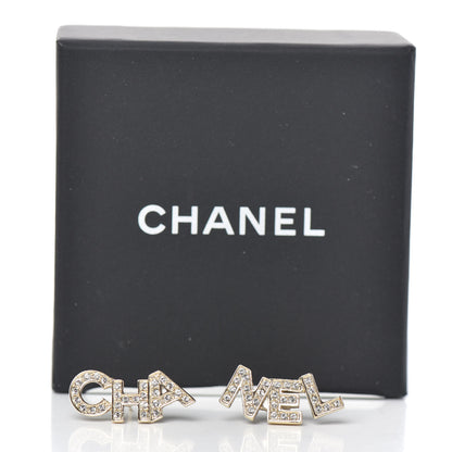 Chanel Crystal Pearl Signature Stud Earrings Gold 5 of 5